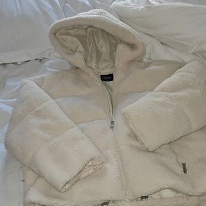 Express Cream Teddy Bear Sherpa Puffer Jacket